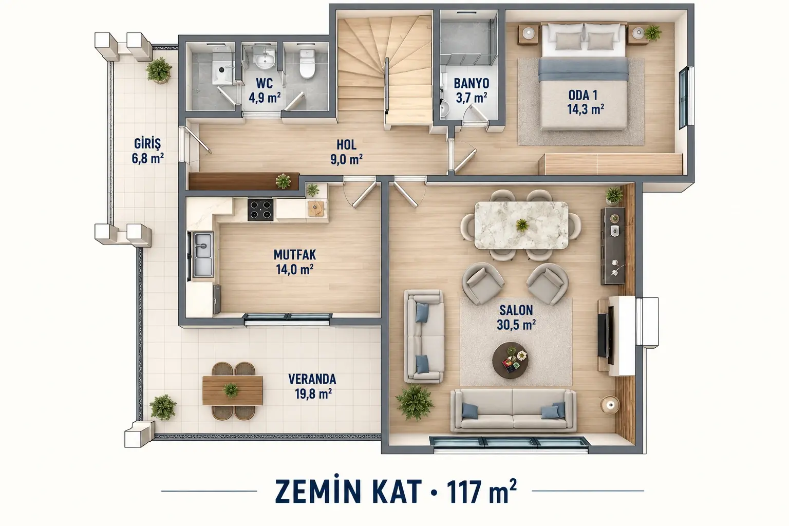 SMART 190 İNCİ zemin kat planı referans çizimi