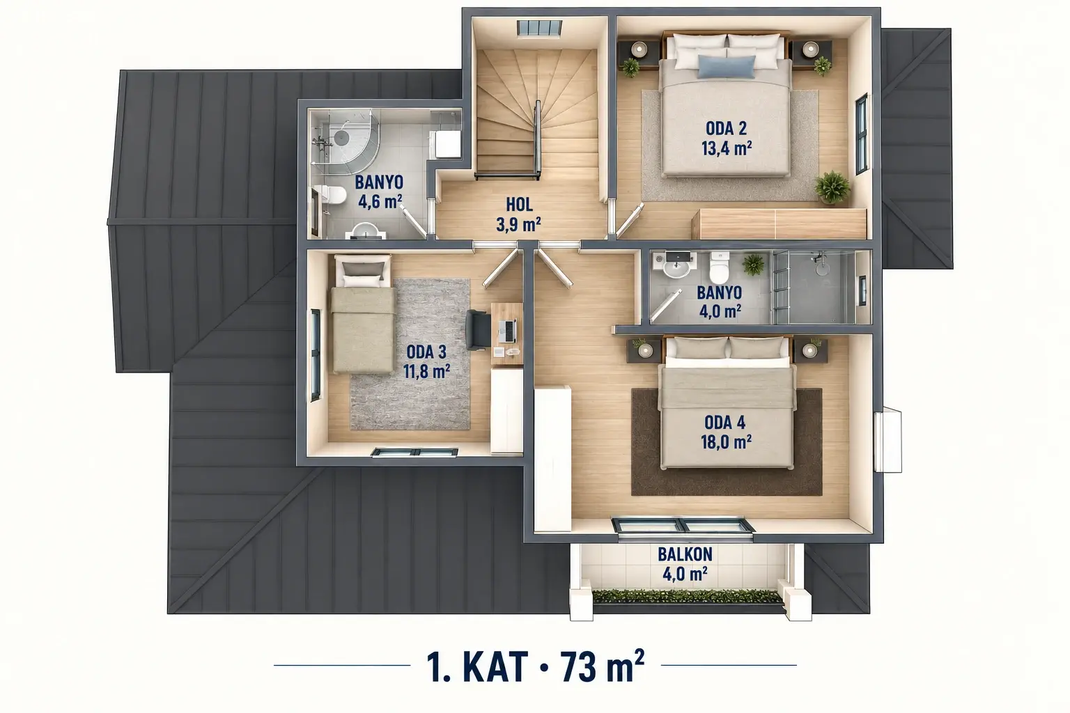 SMART 190 İNCİ üst kat planı referans çizimi