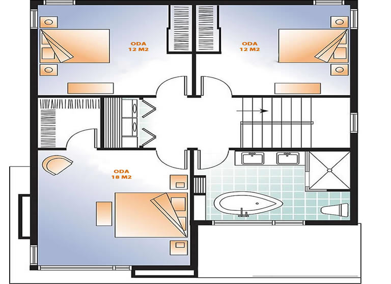 Safir 170 m2 Çift Katlı Villa Model 2 kat