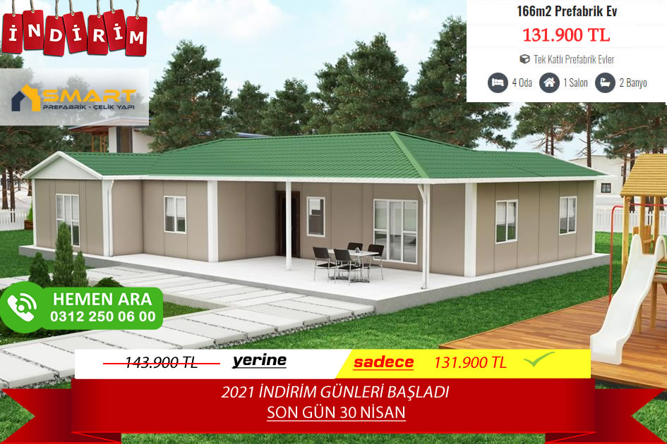 166 m2 prefabrik ev ileri kaba 131 900 tl anahtar teslim 153 900 smart celik ev ve celik villa