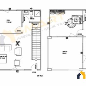 185 M2 Çelik Ev Planı